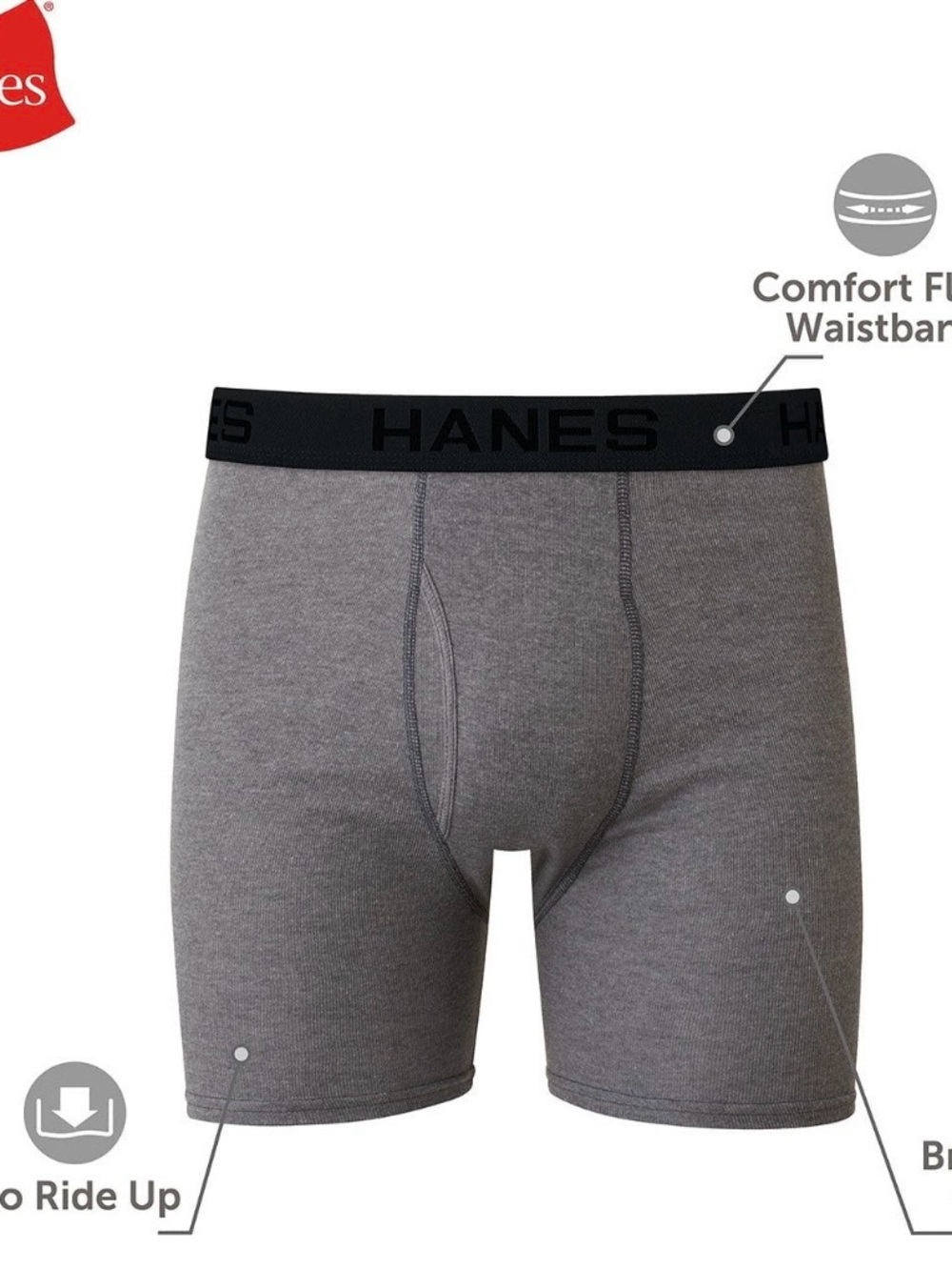 Hanes Men’s 5-Pack Boxer Briefs Large Black & Blue - Picture 3 of 5